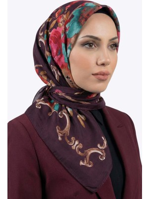 Hadiora Kadın Kaherengi Soyut Desenli Dikişli Yazma