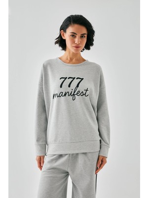 Akbeniz Kadın Gri 777 Manifest Oversize 2 Iplik Eşofman Ev Giyim Takımı