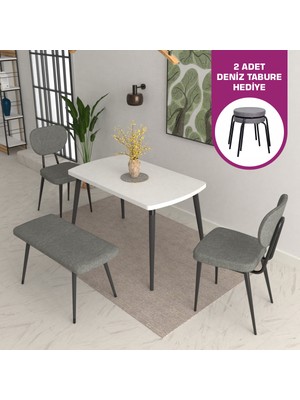 Vilinze Deniz Sandalye-Bank Argos Ahşap Mdf Sabit Mutfak Masası Takımı - 70X120 cm