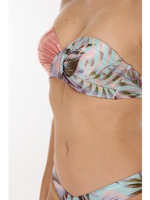 Ayyıldız 5611 Mavi Pembe Straplez Bikini Takımı