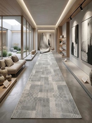 Dinarsu Aksu Prime Desa Dmr Halıcılık Gri Modern Kabartmalı Kaymaz Taban Çocuk Odası Salon Hol, Koridor Mutfak Yıkanabilir Jel Kesme Yolluk Halı