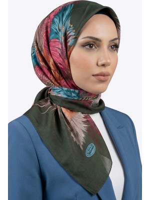 Hadiora Kadın Haki Çiçek Desenli Dikişli Yazma