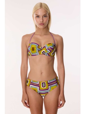 Ayyıldız 4600 Sarı Mor Straplez Bikini Takımı