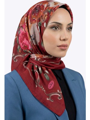 Hadiora Kadın Bordo Soyut Desenli Dikişli Yazma
