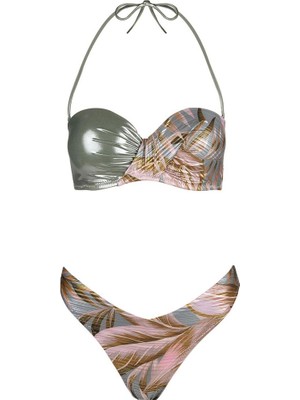 Ayyıldız 5611 Pembe Yeşil Straplez Bikini Takımı