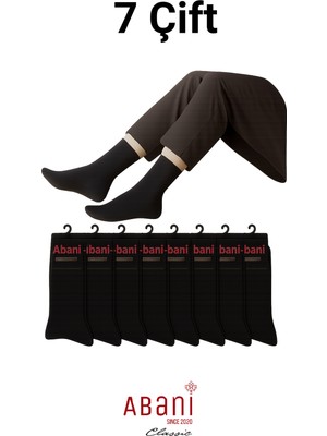 Abani Classic 7 Çift Düz Pamuk Ekonomik Erkek Çorap - Siyah
