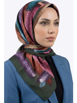 Hadiora Kadın Haki Soyut Desenli Dikişli Yazma