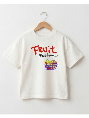 Babytex Fruit Festival Baskılı Oversize Çocuk Tişörtü Arkalı Önlü Meyve Desenli Unisex Bebek Çocuk Tişört