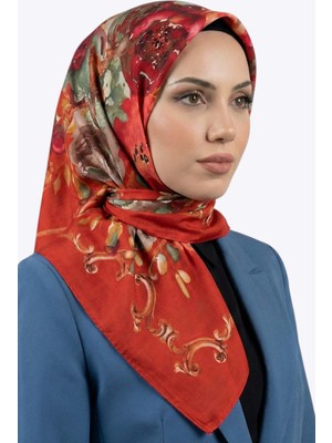Hadiora Kadın Turuncu Soyut Desenli Dikişli Yazma