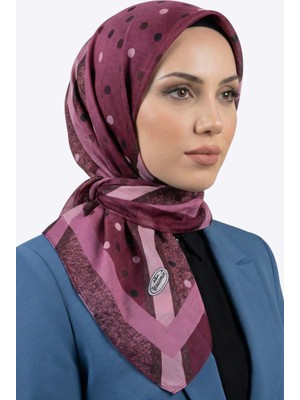 Hadiora Kadın Mürdüm Pembe Puantiyeli Dikişli Yazma Eşarp