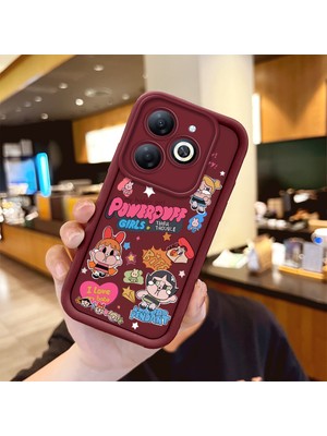 HONTINGA Infinix Smart 8 Pro ile Uyumlu Kılıfı Düşüme Önleyici Basitlik Anti Düşme Kamera Korumali Anime Bordo Desen Yumuşak Silikon Telefon Kılıfı Kadın ve Erkek Için Uygundur K2-7059
