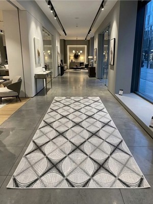 Dinarsu Aksu Prime Ayza Dmr Halıcılık Gri Modern Kaymaz Taban Çocuk Odası Salon Hol, Koridor Mutfak Yıkanabilir Jel Kesme Yolluk Halı