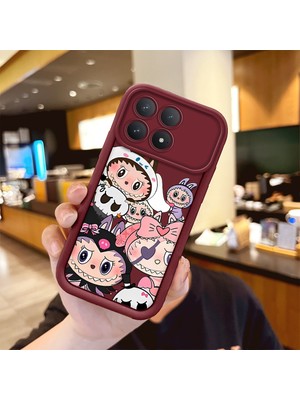 HONTINGA Poco F8 Pro 5g  ile Uyumlu Kılıfı Düşüme Önleyici Basitlik Anti Düşme Kamera Korumali Labubu Bordo Desen Yumuşak Silikon Telefon Kılıfı Kadın ve Erkek Için Uygundur K2-7064
