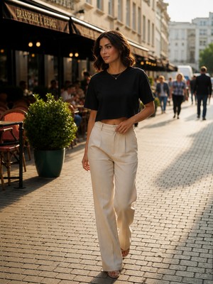Hayalet %100 Pamuk Bisiklet Yaka T-Shirt - Kadın Basic Crop