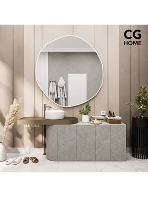 Cg Home Arya Model Asimetrik Çerçeveli Ayna | Modern Dekoratif Salon, Antre ve Yatak Odası Duvar Aynası