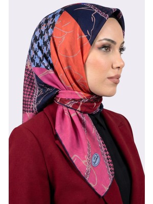 Hadiora Kadın Turuncu  Pembe Soyut Desenli Dikişli Yazma