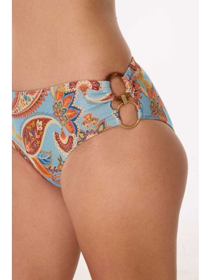 Ayyıldız 4600 Mavi Şal Desenli Straplez Bikini Takımı