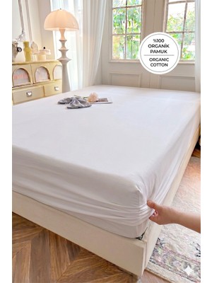 Evien Home %100 Organik Pamuk Lastikli Çarşaf Yumuşak Kaymaz Tek/çift Kişilik Cotton Fitted Sheet