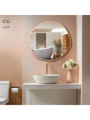 Cg Home Arya Model Asimetrik Çerçeveli Ayna | Modern Dekoratif Salon, Antre ve Yatak Odası Duvar Aynası