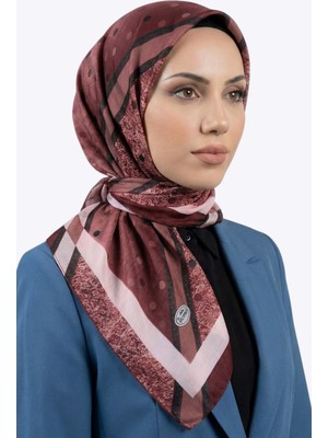 Hadiora Kadın Bordo Puantiyeli Dikişli Yazma Eşarp