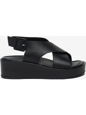 Greyder Kadın Siyah Hakiki Deri Comfort Sandalet 6Y2CS35821