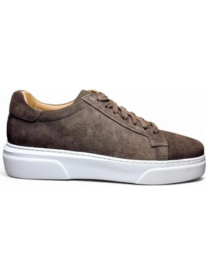 Alza %100 Hakiki Deri Erkek Sneaker Günlük Rahat Ayakkabı - Ultra Konfor Eva Taban - Kahverengi Süet