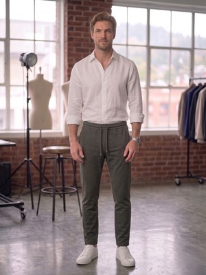Habura Slim Fit Rahat Kesim Beli Bağlamalı Yan Cepli Jogger Pantolon