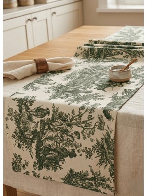 SHOPSHOP SS Fransız Köylü (40X150) cm Rustik Vintage Dekoratif Runner Örtü Masa Örtüsü