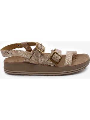 Greyder Kadın Pembe Yılan Hakiki Deri Sandalet 6Y2FS59205