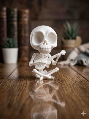 Multiogz Ruhsuz Ozan Gitarist Iskelet Figür - Dekoratif Müzisyen Heykel 16 cm - 3D Baskı Tasarım Obje