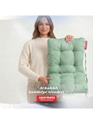 Xpermate Pötikare Arkalıklı Sandalye Minderi Bağcıklı Mutfak Balkon Bahçe Minderi