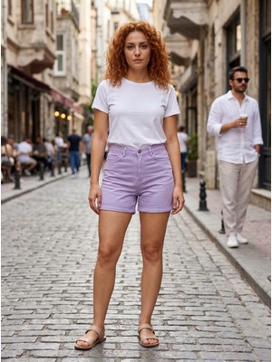 Kaizer Jeans Kadın Double Paça Lila Şort