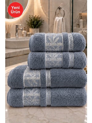 Mela Home Bambu 4'lü Banyo Havlu Seti Hamam Takımı- El ve Yüz Havlusu- Çeyiz - Hediyelik 100% Pamuk