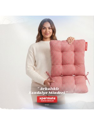 Xpermate Pötikare Arkalıklı Sandalye Minderi Bağcıklı Mutfak Balkon Bahçe Minderi