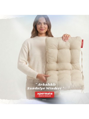 Xpermate Pötikare Arkalıklı Sandalye Minderi Bağcıklı Mutfak Balkon Bahçe Minderi