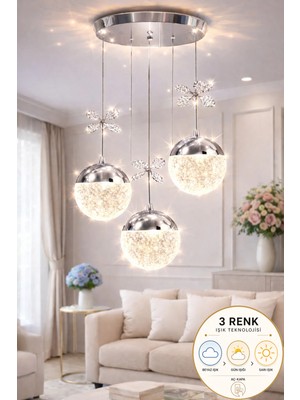 Luna Lighting Grate Model 3 Renk Salon Mutfak Oturma Odası LED Spor Estetik Dekoratif Şık Lüks Modern 3 Lü Sarkıt Avize