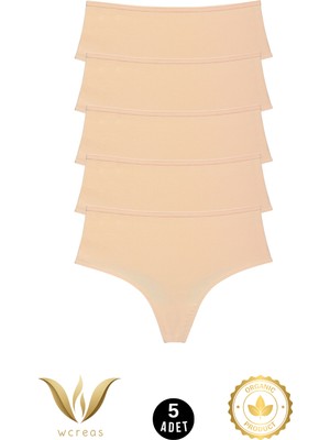 wcreas Yüksek Bel Kadın Tanga, Pamuklu Yumuşak Kumaş Tanga Külot 5\'li Paket