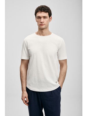Lufian Junya Erkek Basic Tişört Kırık Beyaz