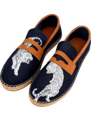 Dogo Erkek Vegan Lacivert Espadril - Uptown Tigers Navy Tasarım
