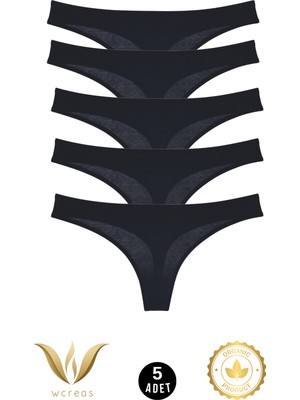 wcreas Klasik Kadın Tanga, Pamuklu Yumuşak Kumaş Tanga Külot 5\'li Paket