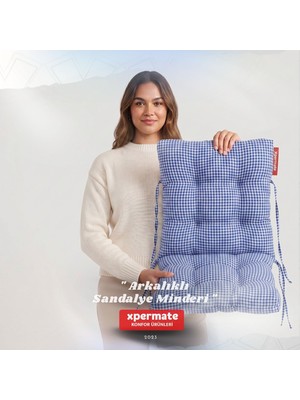 Xpermate Pötikare Arkalıklı Sandalye Minderi Bağcıklı Mutfak Balkon Bahçe Minderi