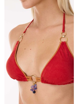 Ayyıldız 6639 Turuncu Şal Desenli Üçgen Bikini Takımı