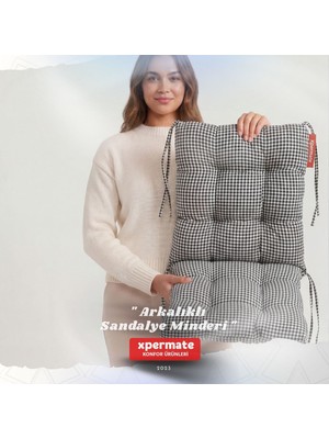 Xpermate Pötikare Arkalıklı Sandalye Minderi Bağcıklı Mutfak Balkon Bahçe Minderi