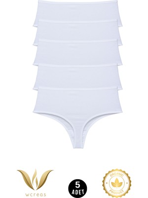 wcreas Yüksek Bel Kadın Tanga, Pamuklu Yumuşak Kumaş Tanga Külot 5\'li Paket