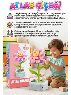 Farbu Oyuncak Bloklardan Atlas Çiçeğim! 162 Parça 20CM Inşa Edilebilir Dekoratif Çiçek Eğitici Yapı Oyun Seti