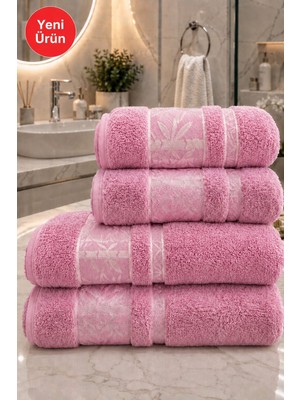 Mela Home Bambu 4'lü Banyo Havlu Seti Hamam Takımı- El ve Yüz Havlusu- Çeyiz - Hediyelik 100% Pamuk
