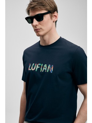 Lufian Surge Modern Grafik Tişört Lacivert