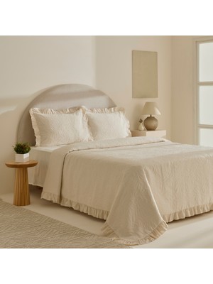 Karaca Home Branley Fırfırlı Çift Kişilik Yatak Örtüsü Takımı Natural