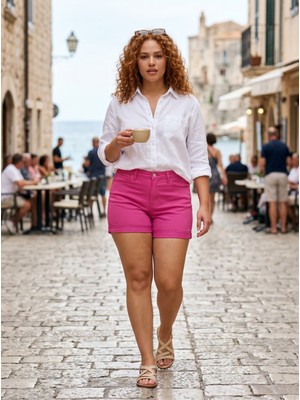 Kaizer Jeans Kadın Double Paça Pembe Şort