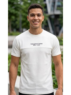 Original Yazı Baskılı Bisiklet Yaka 2 Iplik %100 Pamuk Basic T-Shirt